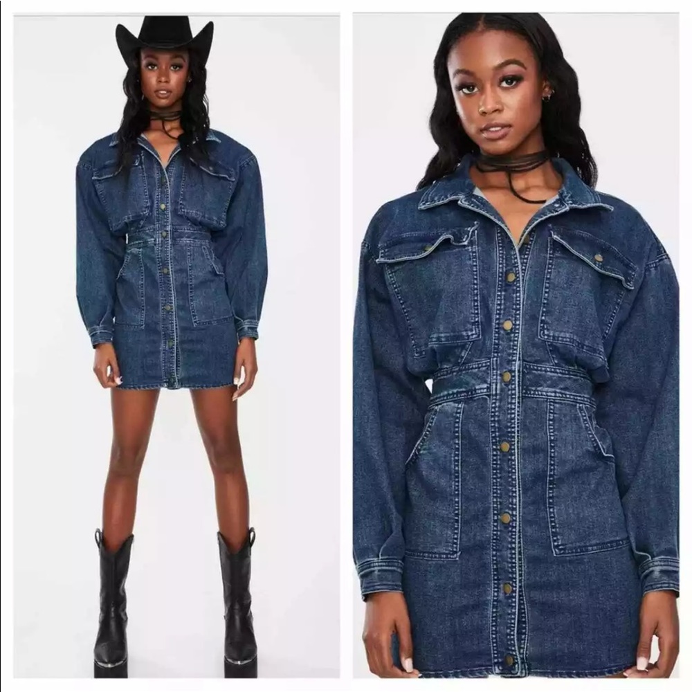 🚫sold🚫 Free People Bo Denim Long Sleeved Dress NWT M
